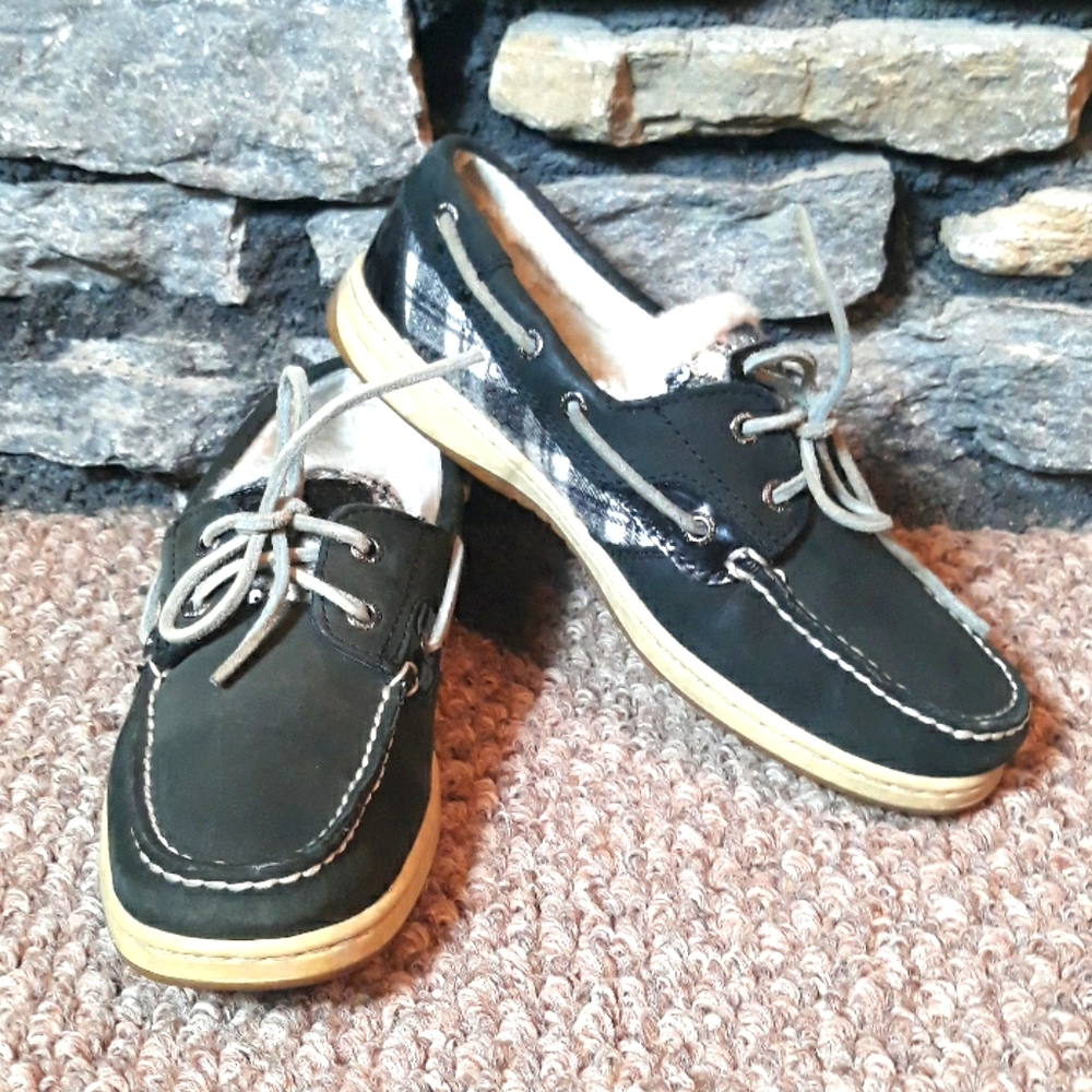 Sperry top sider leather winter slip on shoes